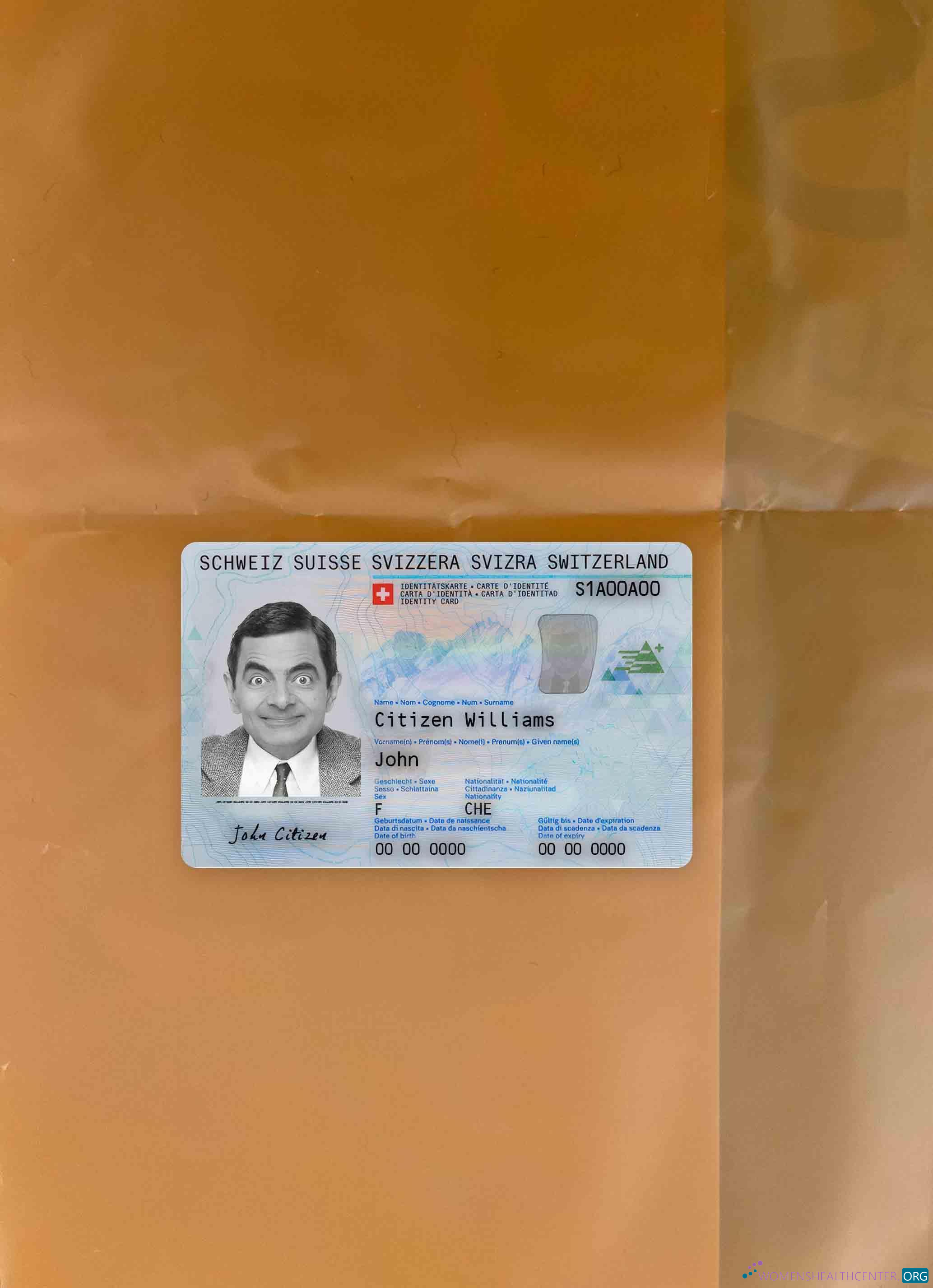 Download Switzerland ID card photolook FRONT Photoshop template